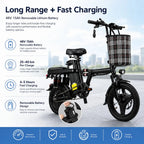Foldable Electric Bike for Adults 500W 48V 15Ah 14" Tires 8 Shock Absorbers Portable Commuter E-Bicycle Folding Scooter
