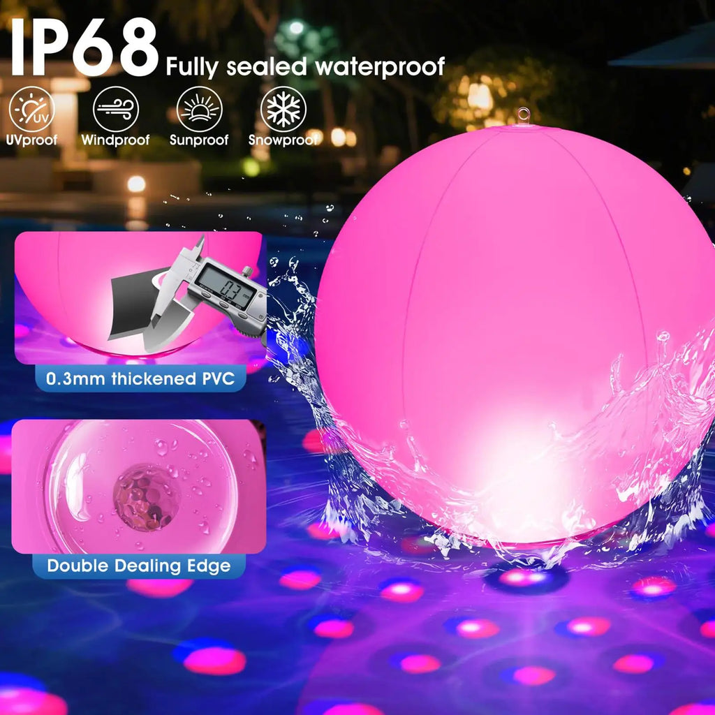 Light Up Beach Balls 40cm Inflatable with Remote Control Waterproof LED Toy for Family Party Swimming Summer Night Outdoor