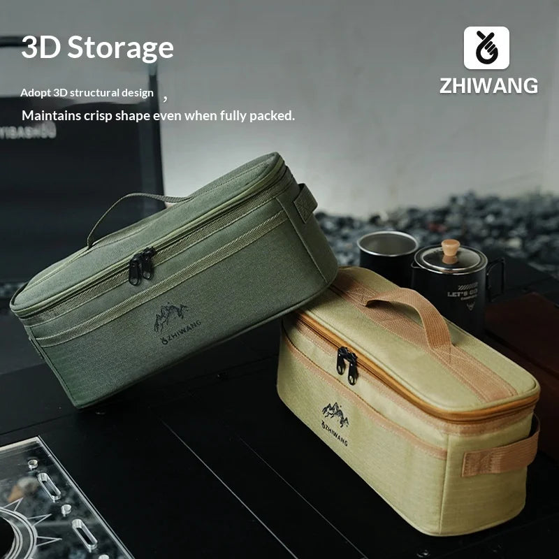 Portable Multifunctional Camping Tableware Storage Bag, Outdoor Picnic Cookware Bowl Chopstick Organizer for Travel Camping Trip