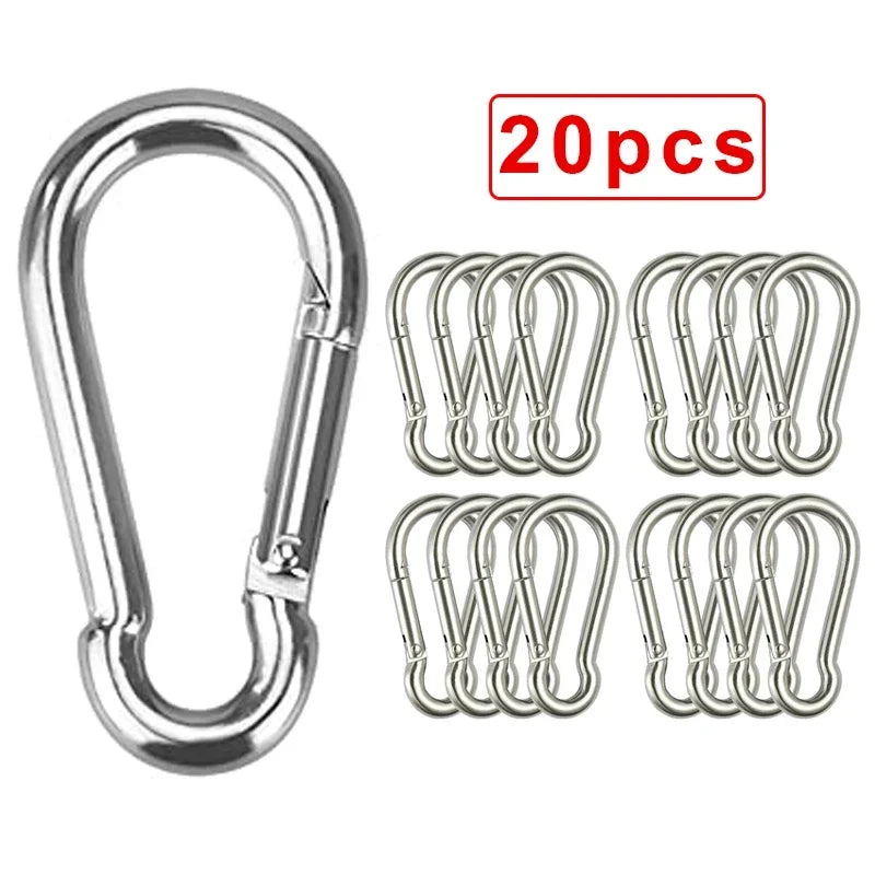 Carabiner Keychain D-ring Buckle Spring Carabiner Snap Hook Clip Keychains Camping Accessories Multifunctional Stainless Steel