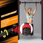Adjustable Pull Up Bar For Doorway No Screw Chin Up Bar With Level Meter Max Load 440 Lbs Width From 27.6 To 42 Inches Strength Training Bar For Home Gym And Office