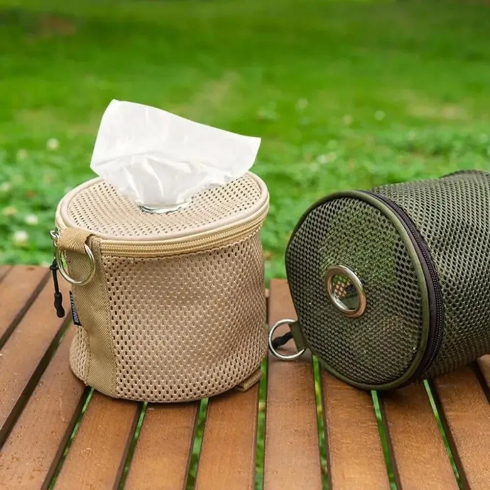Outdoor Camping Tissue Case Roll Paper Storage Bag With Hook Portable Tent Hanging Napkin Holder Camping Supplies