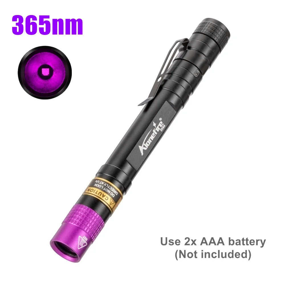 365nm/395nm Mini UV Pen Light Led Flashlight Blacklight Torch Cat Dog Pet Stain Tinea Ink Money Ore Jade Scorpion Detection Lamp