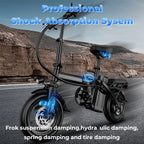 LELEKUAI 500W Adult Electric Bike, 20 MPH, 48V 10.4Ah Removable Battery, 14 Inch Folding Electric Bike, Multi-Shock Absorption