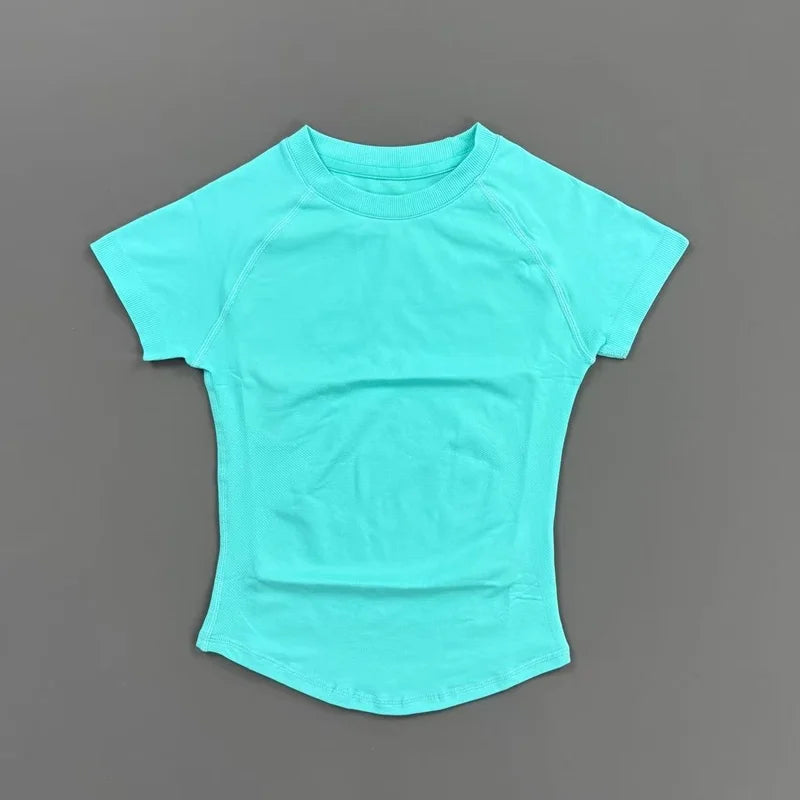 NCOYOE Gym Tank Top Women Short Sleeve Seamless Yoga Top Sports Breathable Slim Fit Workout Shirts Running Fitness Activewear