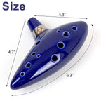 Miwayer Professional Alto C Ceramic Ocarina, 12 Tones Portable Musical Instrument with Storage Bag Neck String Music Book