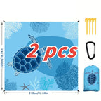 Extra Large Size Beach Blanket with Stakes & Bag Lightweight Waterproof Camping Mat Quick-Dry Picnic Blanket for Outdoor Travel