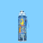 800ml/27oz Large Capacity Sports Water Bottle Leak Proof Plastic Drinking Cup With Time Scale Suitable For Travel Fitness Sports