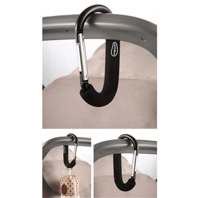 Black Carabiner Stroller Hooks Organizer Aluminum D Ring Spring Snap Keychain Clip Carry Handle for Hanging Purses Shopping Bags