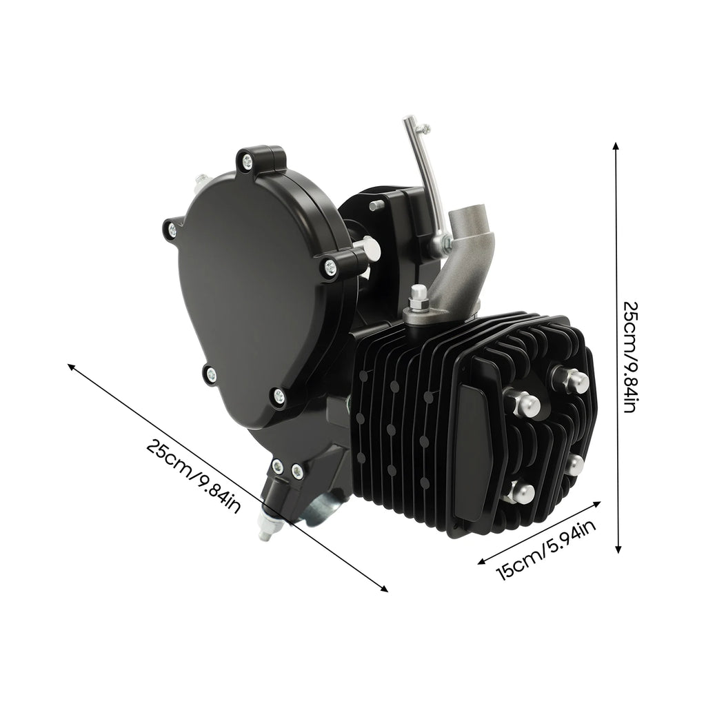 2 Stroke Engine Bicycle Motor Kit 80CC Black Single Cylinder 1.65HP 1.85kW 5500RPM Gas Powered Engine for Bike Motorized Conversion Powerful Fast Riding Save Time Effort Scooter Accessories