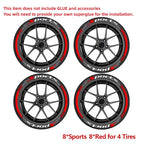 SPORTS Tire Letter Stickers 8PCS for 4 Wheels Universal Rubber Tire Decals Racing JDM Wheel Sidewall Car Accessories DIY