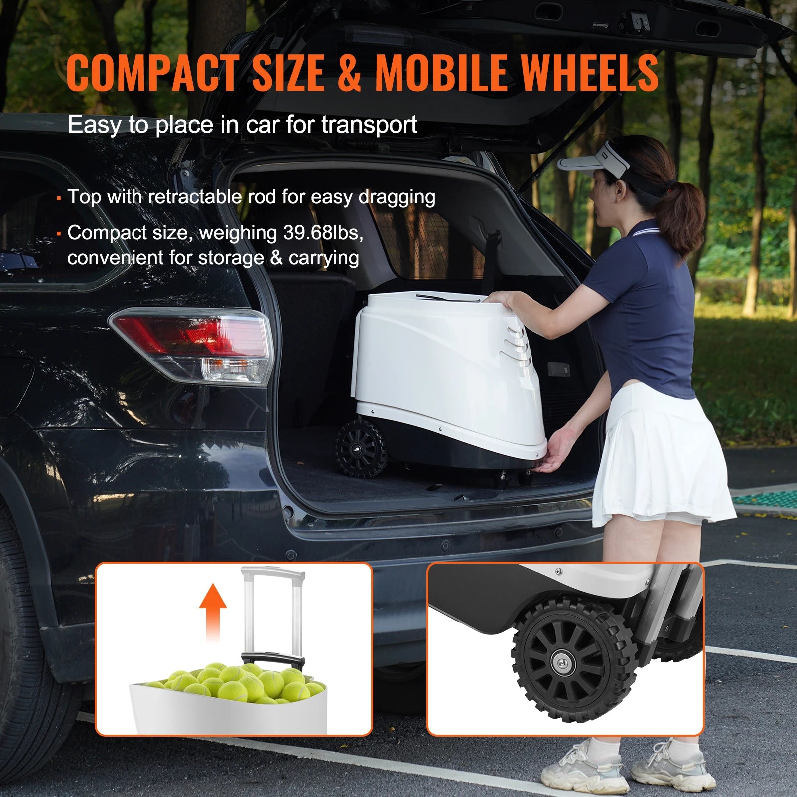 SucceBuy Tennis Ball Machine Automatic Portable Launcher Multi-Mode Drills 2+ Hours Play Rechargeable Battery App Remote Control