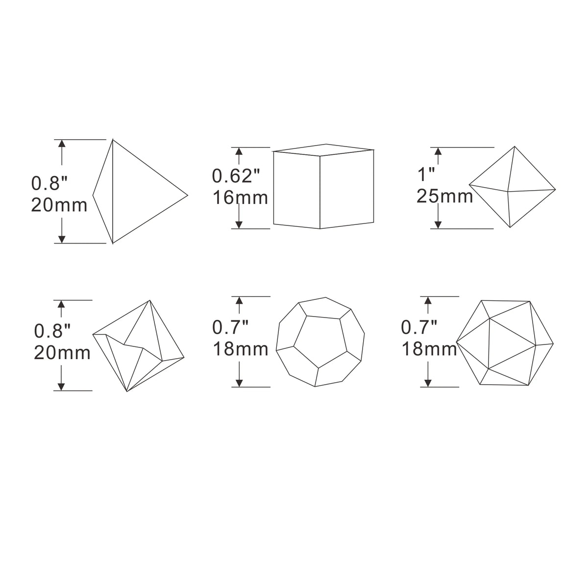 7pcs Set Crystal style DND Dice Set Polyhedral Table Game Dice Role-Playing RPG Dice