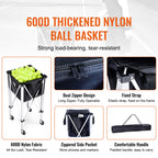 SucceBuy Foldable Tennis Ball Cart Holds 150/180 Tennis Balls Basket Hopper with Wheels for Sports Teaching Baseball Trolley