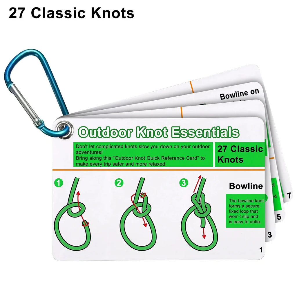Includes 27 Rope Knots Rock Climbing Knot Cards,with Mini Carabiner to Clipping,Waterproof Knot Tying Cards Ultimate Knot Guides
