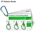 Includes 27 Rope Knots Rock Climbing Knot Cards,with Mini Carabiner to Clipping,Waterproof Knot Tying Cards Ultimate Knot Guides