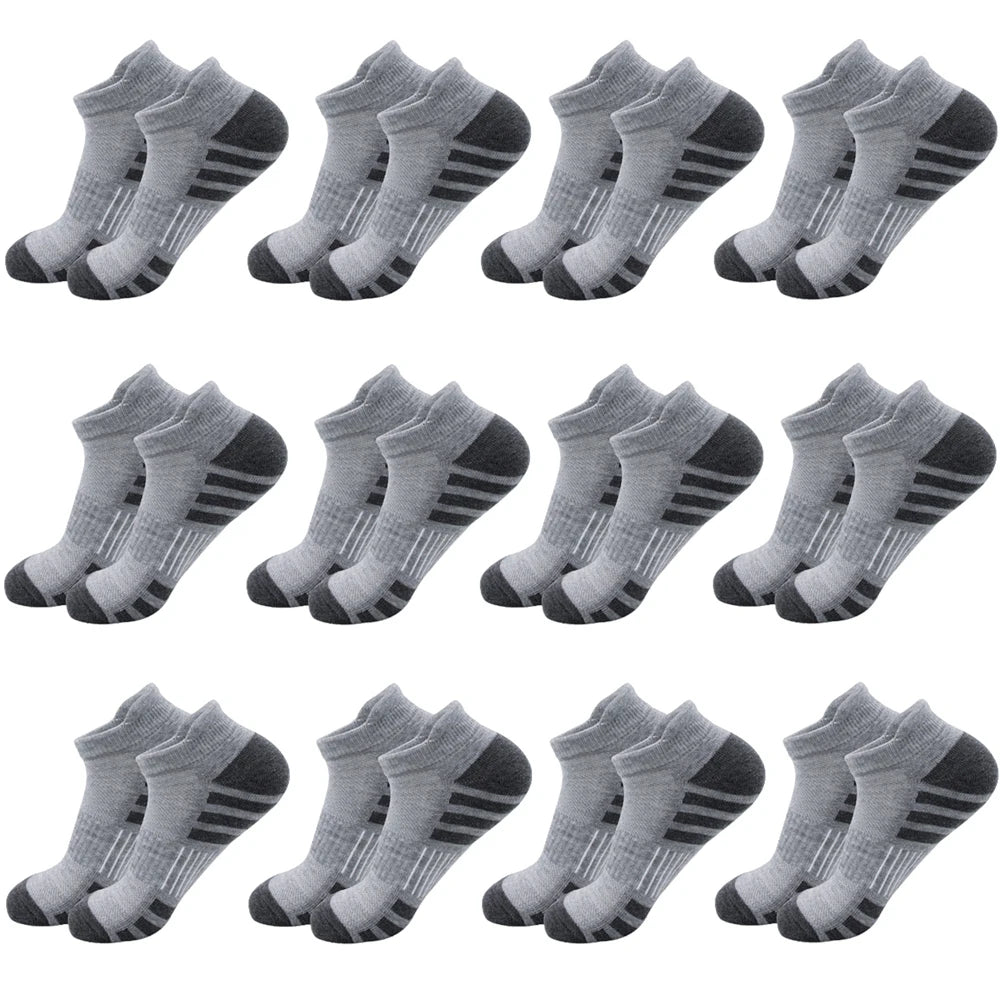 12/24Pairs Ankle Athletic Running Socks Cushioned Breathable Low Cut Sports Tab Socks For Men And Women