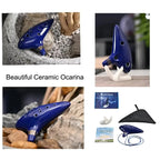 Miwayer Professional Alto C Ceramic Ocarina, 12 Tones Portable Musical Instrument with Storage Bag Neck String Music Book