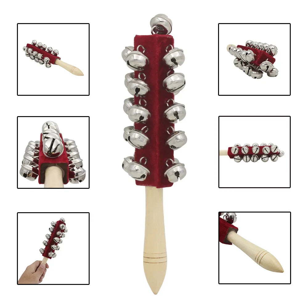 Wooden 21 Bell Rod Orff Instruments Toys Early Education Stick Shaker Musical Toy for Children Kids Gifts Percussion Instruments
