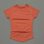 Sport Short Sleeve Top Women Running Sports T Shirt Summer Short Sleeve Round Neck Breathable Stretchy Gym Yoga Fitness Top