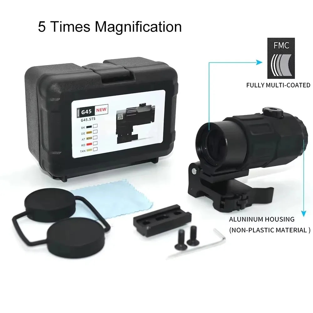G33 G43 G45 Sight Fixed 3X 5X Magnifier Scope With Switch to Side Quick Detachable QD Mount For Hunting