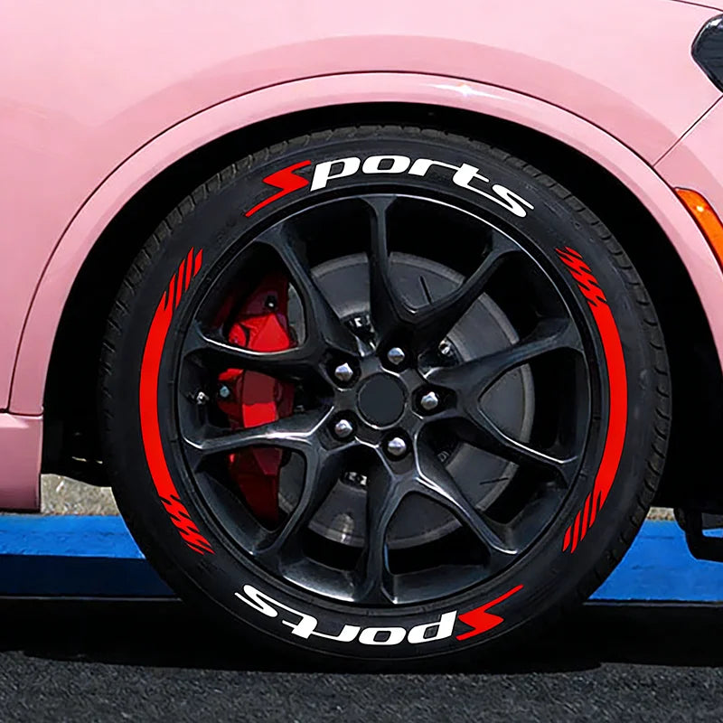SPORTS Tire Letter Stickers 8PCS for 4 Wheels Universal Rubber Tire Decals Racing JDM Wheel Sidewall Car Accessories DIY