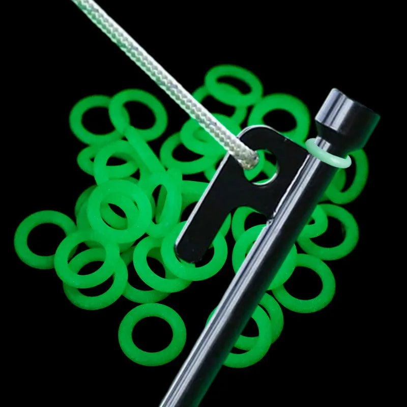 10/100 PCS Fluorescent Silicone Tent Nail Ring Luminous O-shaped Fishing Rod Rings Night Light Outdoor Camping Tents Accessories