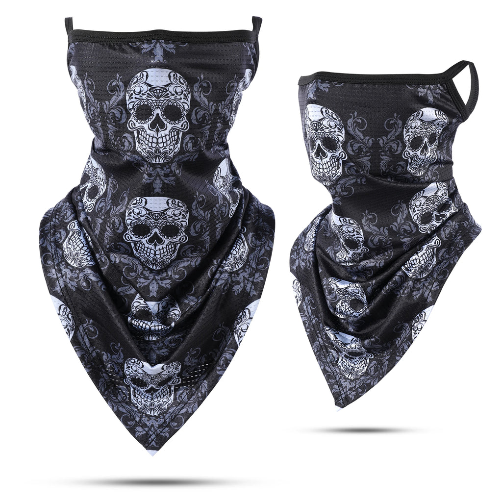 3D Skull Summer Bandana Hanging Ear Triangle Scarf Cycling Hiking Hunting Fishing Sports Bicycle Face Mask Neck Gaiter Men Women