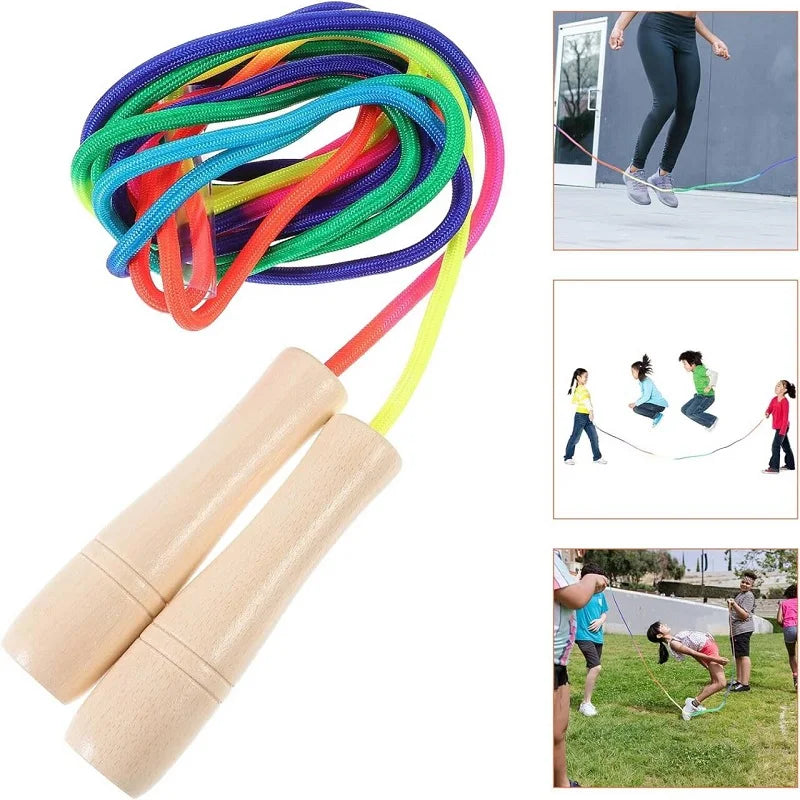 Thickened Extended Wooden Colorful Jump Rope Adjustable Sports Fitness Hot Selling Toys and Gifts Random Color