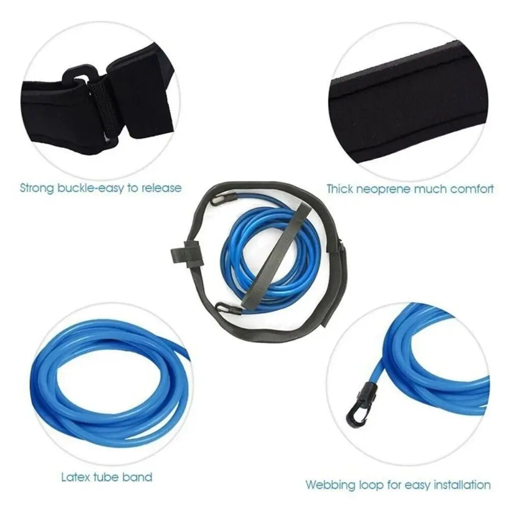 Summer Latex Tubes Swimming Training Safety Rope Elastic Adjustable Swimming Pool Exerciser TPE 4M Swim Training Resistance Belt