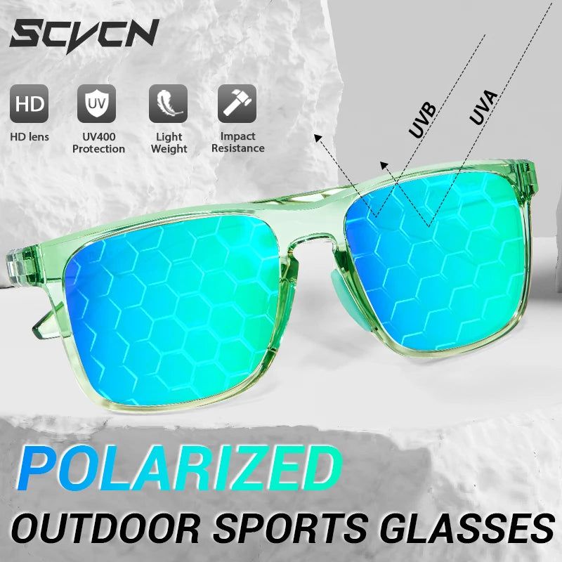 SCVCN New Polarized Sunglasses for Men MTB Cycling Glasses Outdoor Sports Bike UV400 Goggles Women Road Bicycle Cycling Glasses