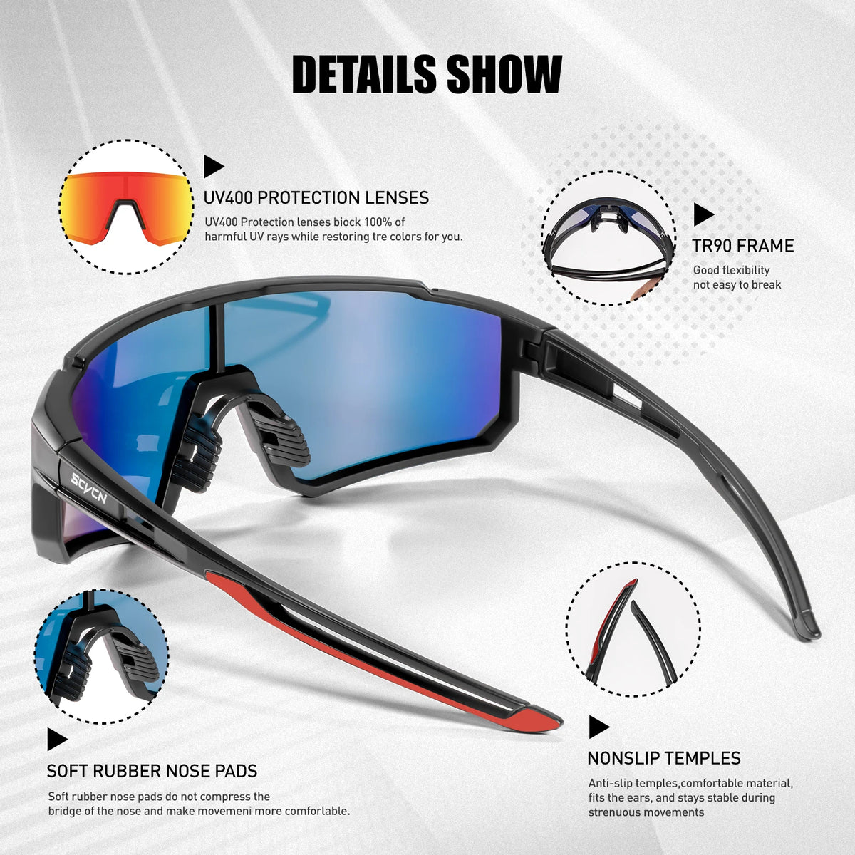 SCVCN Outdoor Cycling Photochromic Sunglasses Men MTB Bike Glasses  Sports Mountain Climbing Women Bicycle Cycling UV400 Goggles