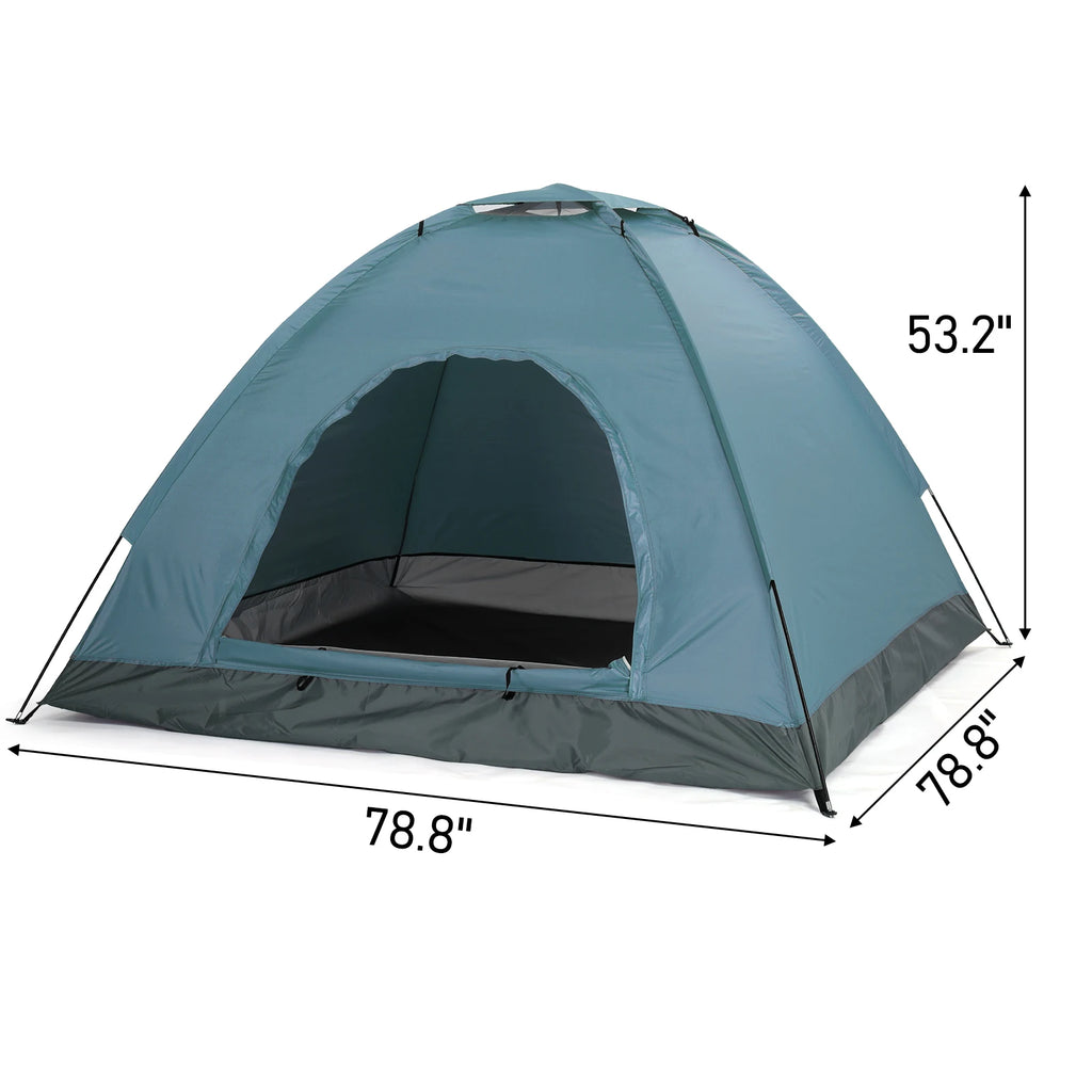 3 4 Person Camping Dome Tent Waterproof UV Proof 180T Silver Coated Polyester Fiberglass Poles Portable Carrying Bag for Outdoor