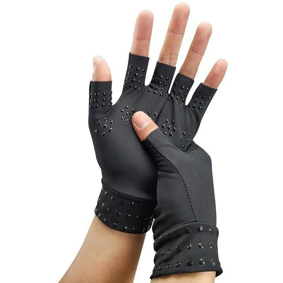 GETINFIT Dispensing Pressure Half Finger Gloves Outdoor Fitness Riding Gloves Non-slip Rehab Gloves Magnetic Physical Therapy