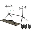 NEW Lixada Adjustable Retractable Carp Fishing Rod Pod Stand Holder Fishing Pole Pod Stand with 3 Bite Alarms Swingers Indicator