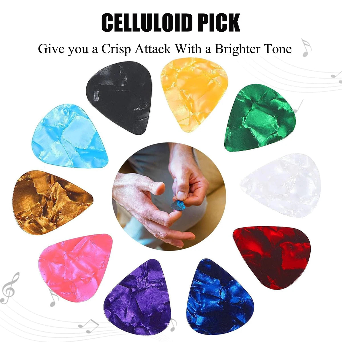 100Pcs/set Mixed Guitar Picks | 3 Thickness (0.46/0.71/0.96mm) | Celluloid Plectrums for Guitar/Bass/Ukulele | Gift Variety