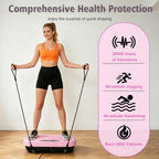 Portable Vibration Plate Exercise Machine Whole Body Workout Platform with Bluetooth Resistance Bands 5 Yoga Straps 10 Auto 200 Manual Speed Settings for Weight Loss & Shaping