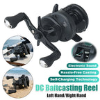 DC Fishing Reel Long Cast Self‑Charging Anti Backlash Electronic Brake Baitcasting Reel Smooth Casting Sound 7.2:1 Ratio