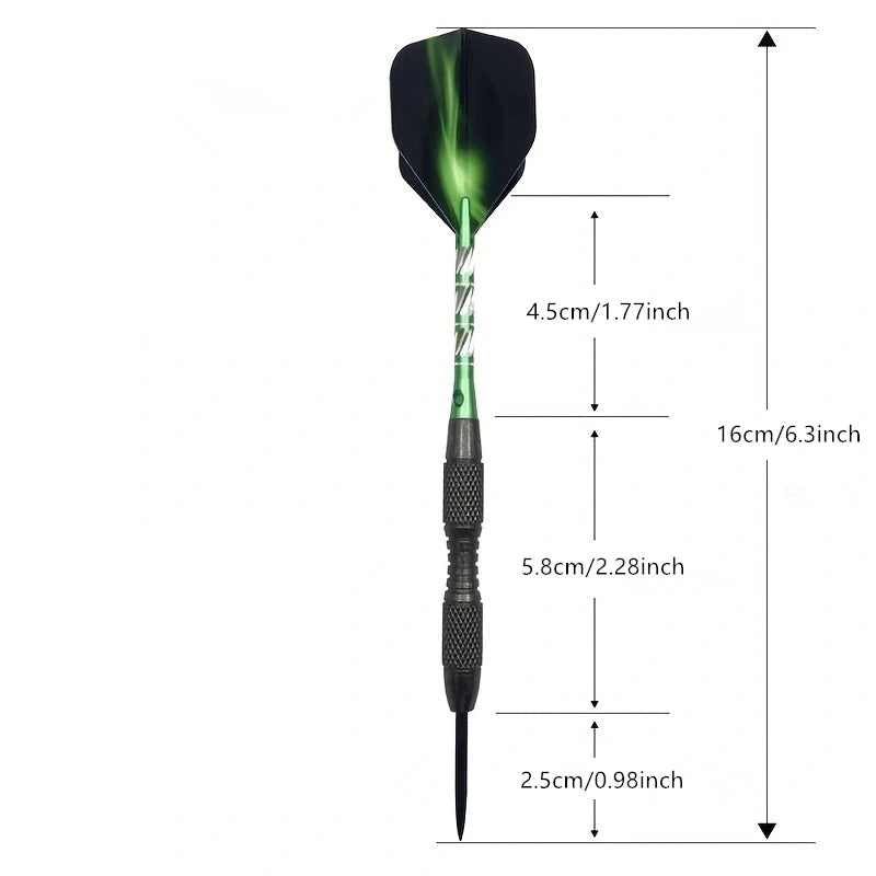 Professional Hard Darts 3Pcs High Quality Steel Tip Darts Tungsten Steel Barrel Green Aluminum Dart Shafts Flights
