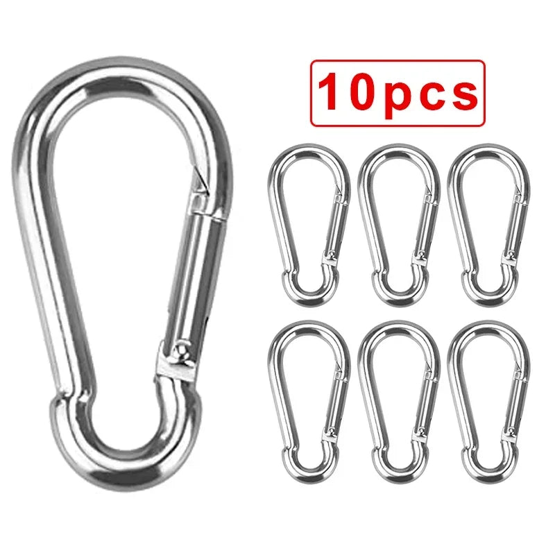 Carabiner Keychain D-ring Buckle Spring Carabiner Snap Hook Clip Keychains Camping Accessories Multifunctional Stainless Steel