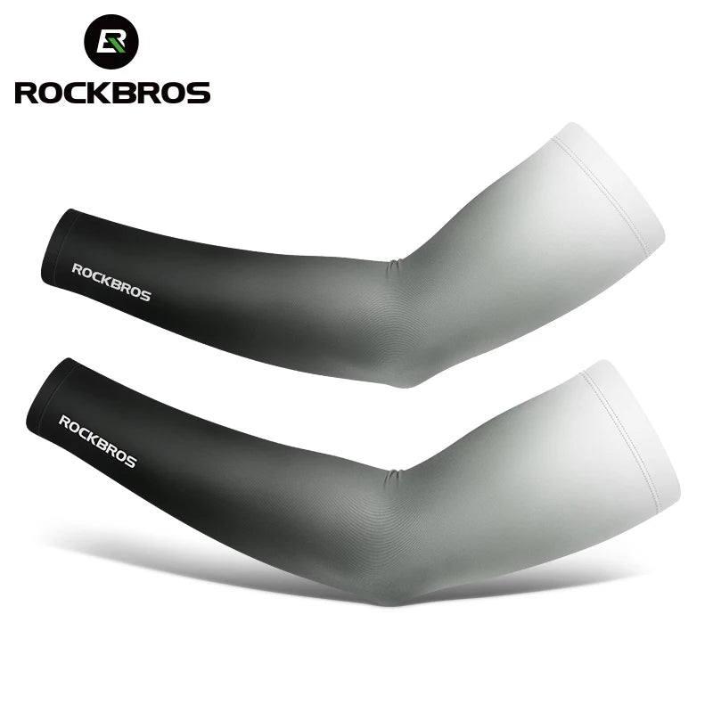 ROCKBROS Bicycle Arm Sleeves Ice Silk Sun UV Protection Sports Cycling Arm Sleeves Cover Breathable Running Fitness Arm Sleeves