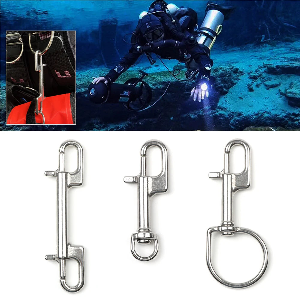 316 Stainless Steel Swivel Eye Bolt Spring Snap Hook Double Head Hook Marine Diving D Ring Snap Hooks With Swivel