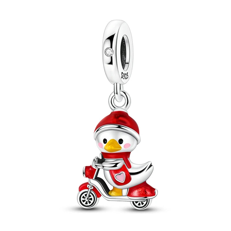 Fashion 100% 925 Silver Red Motorcycle Sports Car SUV Bus Charms Beads For Women Fit DIY Pan Bracelets Party Birthday Jewelry