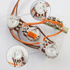 SSS Guitar Standard Wiring Kit (1 Volume/2 Tone, with 5-Position Mechanical Pickup Selector Switchs 6mm 24-Tooth 250kΩ Brass)