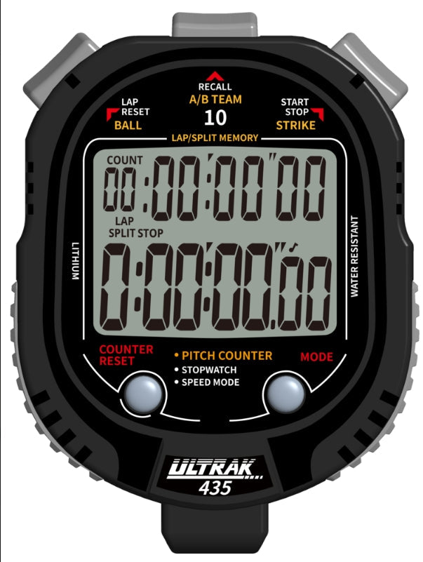 ULTRAK 435 Pitch Counter With Strike Percentage & Pitch Speed Monitor - 10 Memory Stopwatch