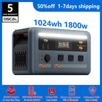 OSCAL PowerMax 1800se 1800W Portable Power Station 1024Wh LiFePO4 Continuous 3600W Surge 1H Fast Charge UPS Solar Generator APP Control for Home Hurricane Camping RV