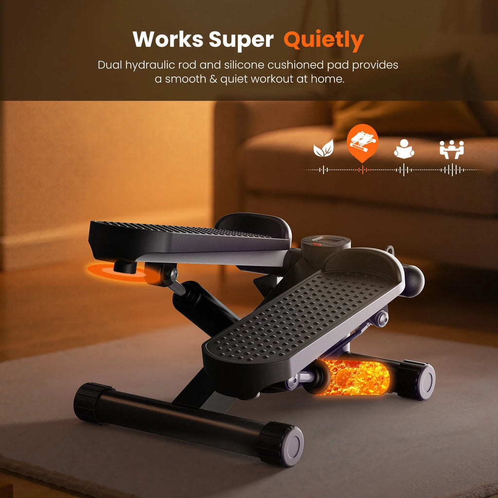 JHK Mini Stepper with Resistance Bands 300 LBS Weight Capacity Hydraulic Home Stepper Machine Compact Cardio Equipment with LCD Monitor No Assembly Required