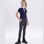 Summer children's equestrian pants high elasticity knitted children's horse riding pants full silicone
