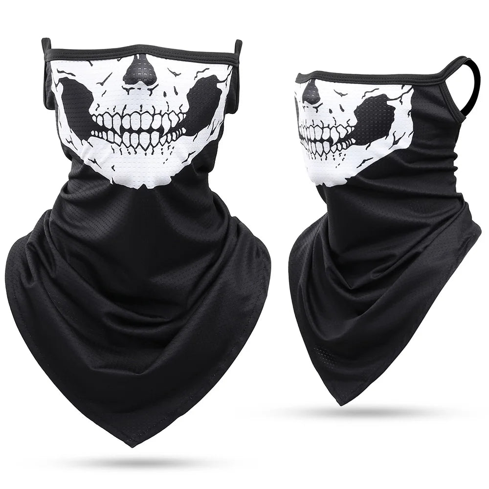 3D Skull Summer Bandana Hanging Ear Triangle Scarf Cycling Hiking Hunting Fishing Sports Bicycle Face Mask Neck Gaiter Men Women
