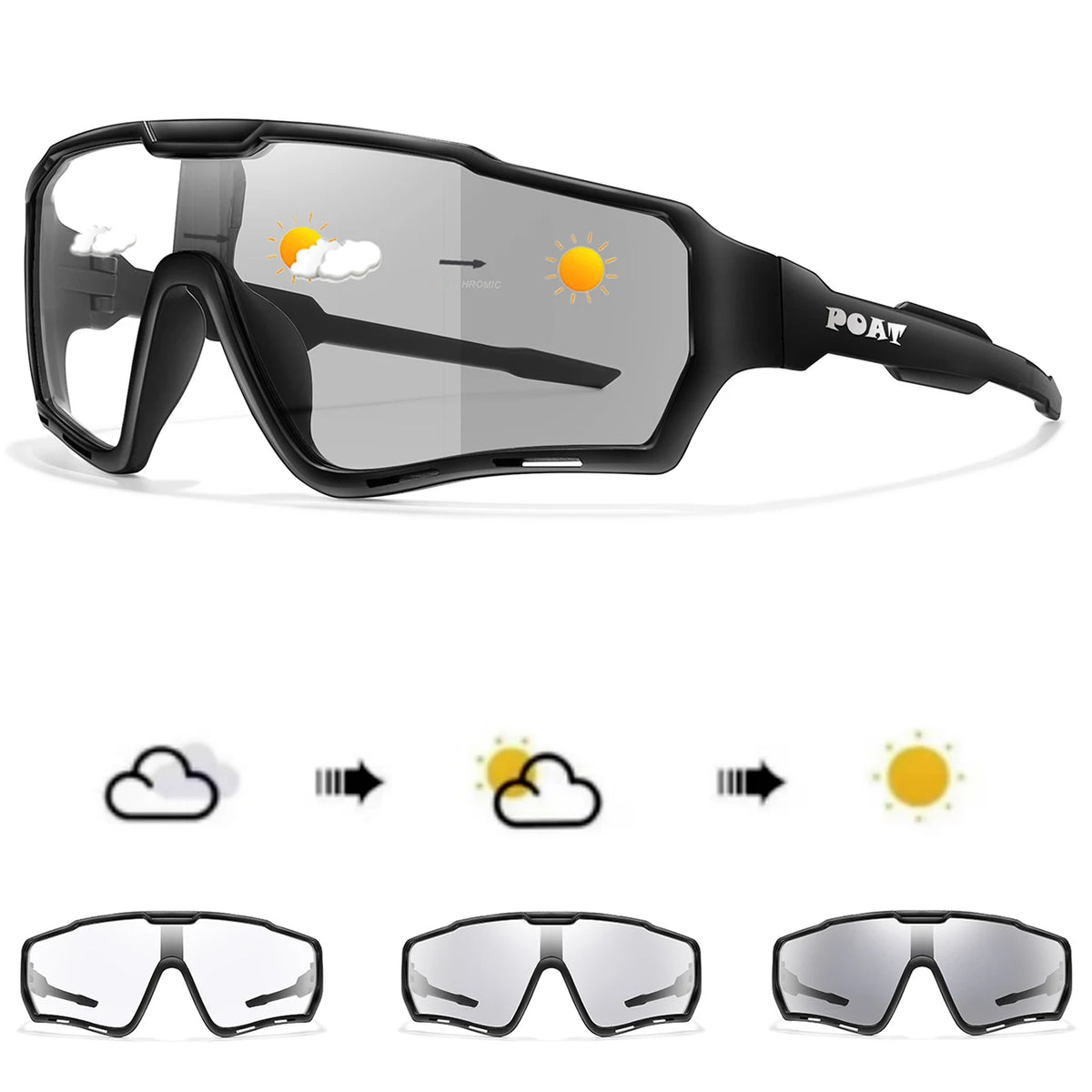 POAT Brand New Style Photochromic Sunglasses Sports Men Women MTB Bike Bicycle Eyewear Cycling Fishing Running Glasses